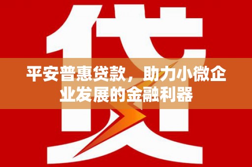 旌阳平安普惠贷款，助力小微企业发展的金融利器