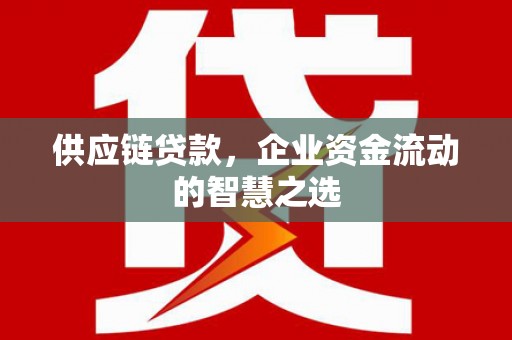 旌阳供应链贷款，企业资金流动的智慧之选