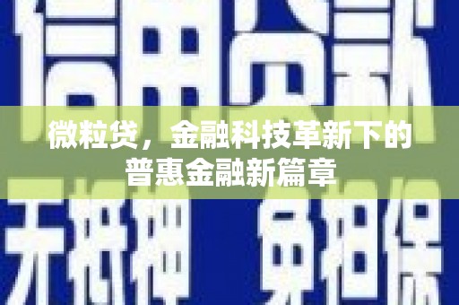 旌阳微粒贷，金融科技革新下的普惠金融新篇章