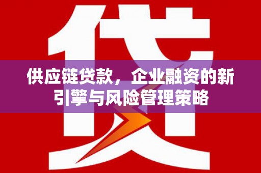 旌阳供应链贷款，企业融资的新引擎与风险管理策略