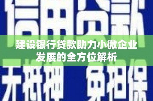 旌阳建设银行贷款助力小微企业发展的全方位解析