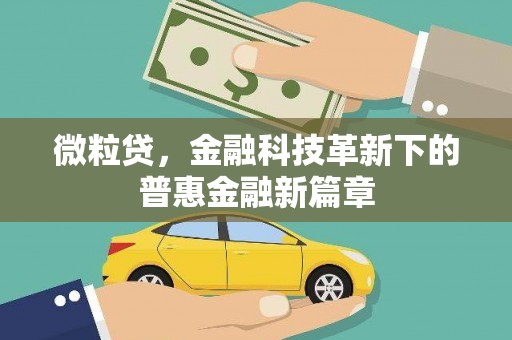 旌阳微粒贷，金融科技革新下的普惠金融新篇章