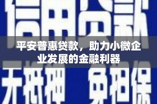 旌阳平安普惠贷款，助力小微企业发展的金融利器