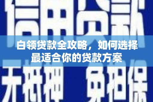 旌阳白领贷款全攻略，如何选择最适合你的贷款方案